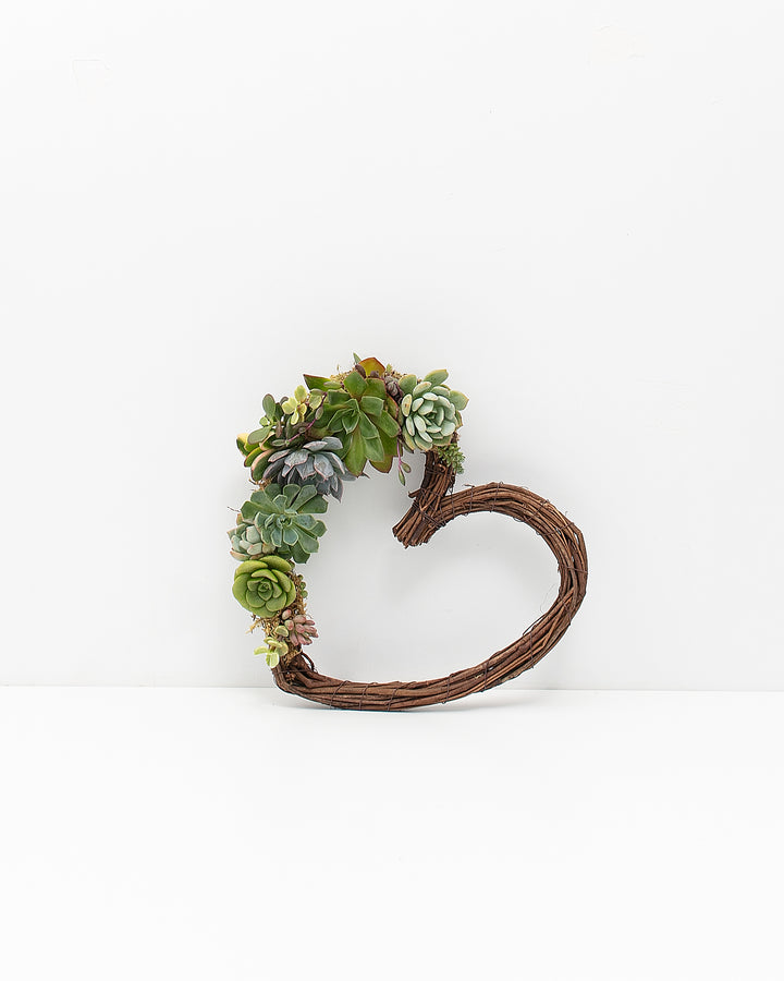 Live Succulent Heart Wreath
