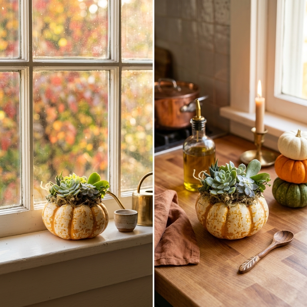 Mini Pumpkin Succulent Garden