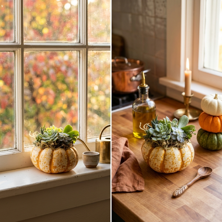 Mini Pumpkin Succulent Garden