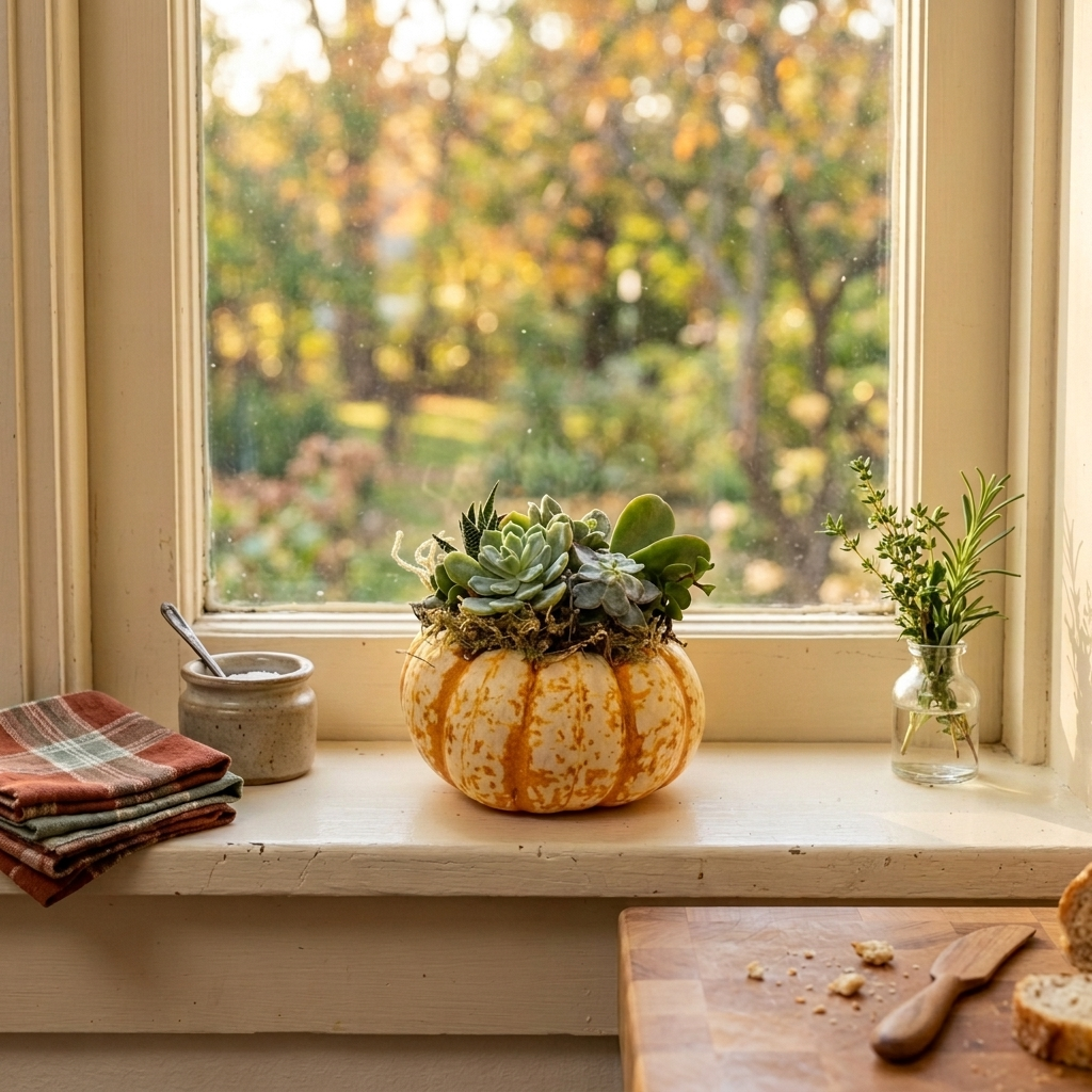Mini Pumpkin Succulent Garden