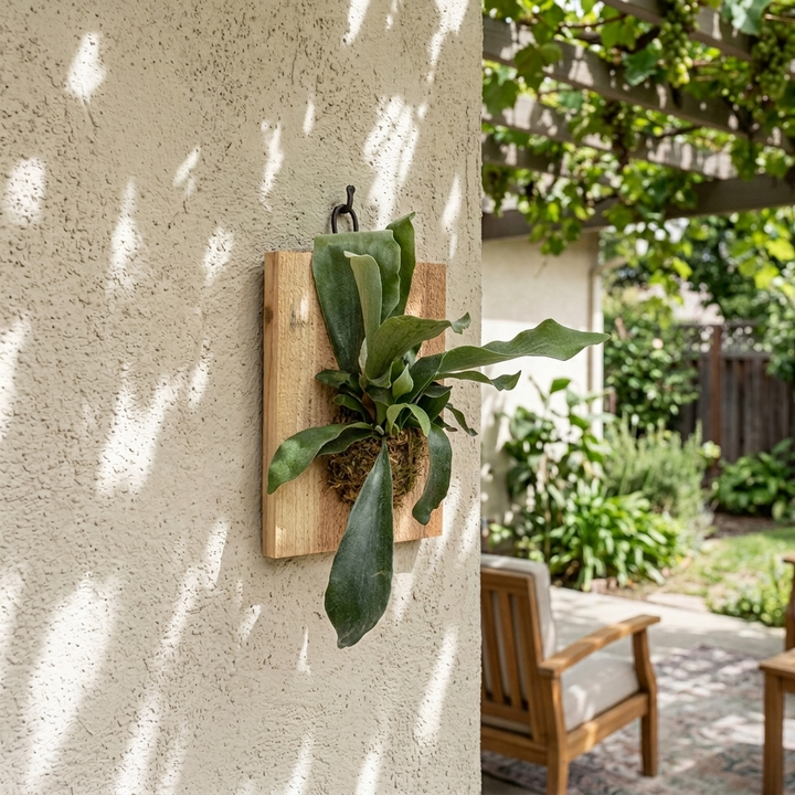 Staghorn Fern Mounted on Wood