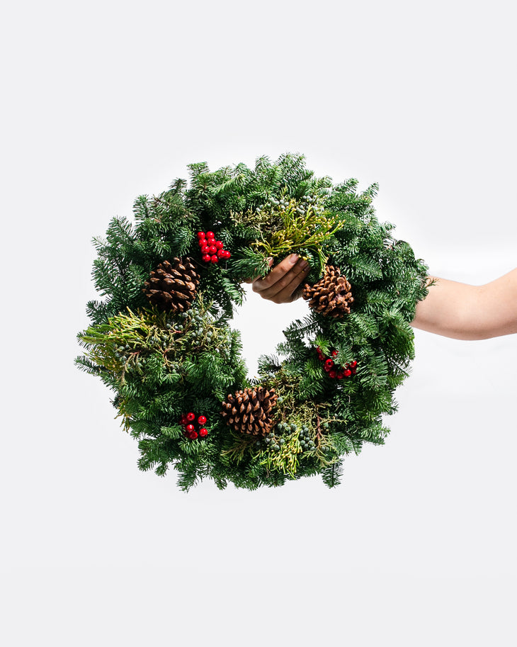 Fresh Cut Noble Fir, Juniper & Cedar Holiday Wreath