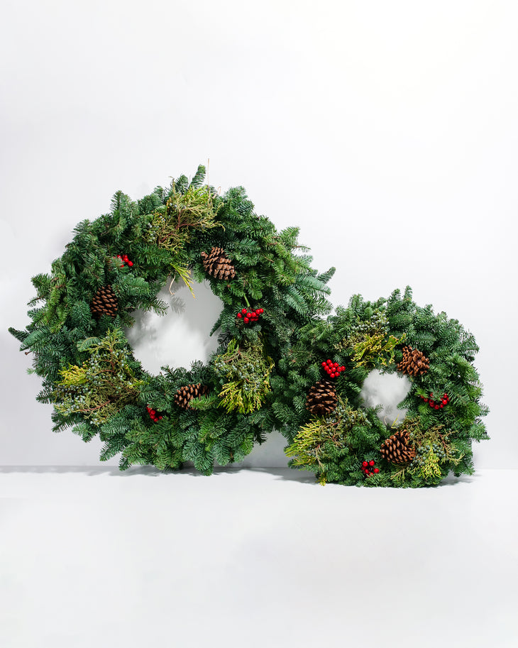 Fresh Cut Noble Fir, Juniper & Cedar Holiday Wreath
